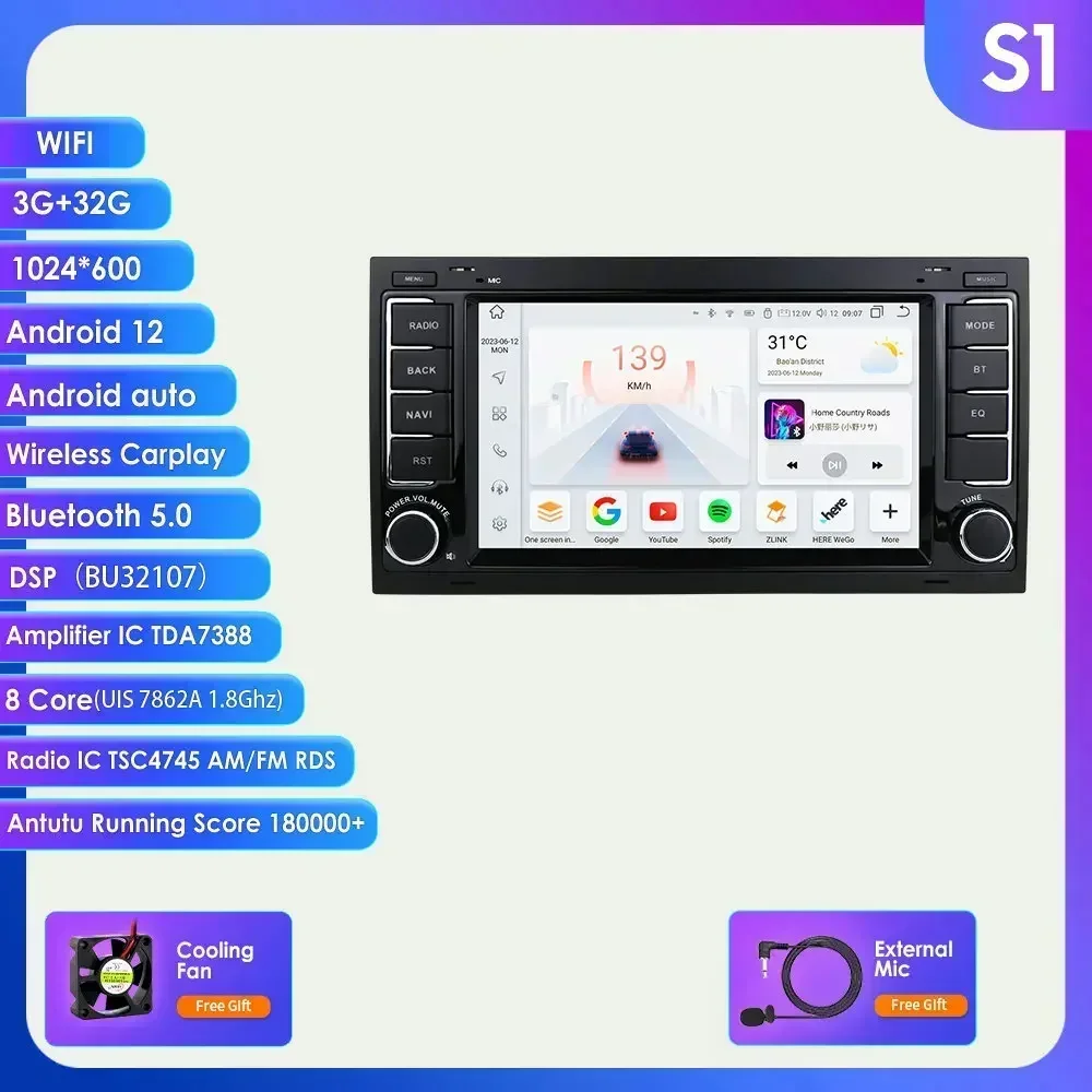 Hizpo 2Din 360 Camera Auto Intelligente Systemen Android 14 Autoradio voor VW Volkswagen Touareg Transporter T5 MMultimedia Carplay
