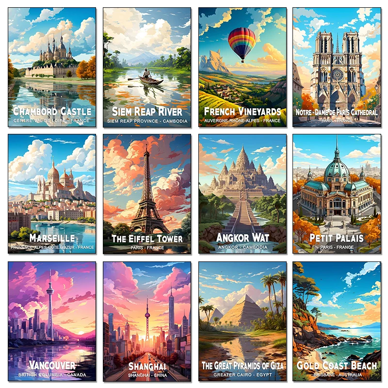 China Cambodia Australia Gold Coast Beach Posters Printing Decor Canvas Painting Living Room Bedroom Wall Art Home Decor Gift