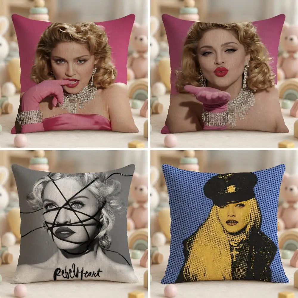 Singer M-Madonna Iconic Cushion Cover Soft Plush Fabric Double-Sided Printed Pillowcase for All Seasons Home Decor