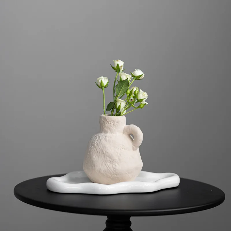 CAPIRON Ceramic Mini Bud Vase Stone Like Small Flower Pot Home Room Interior Decoration Book Shelf Desktop Mantel Decor Gifts