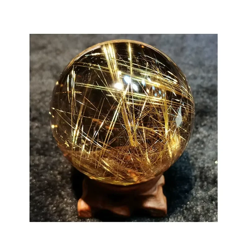 Wholesale Natural Rutile Quartz Crystal Ball Polished Gold Rutilated Sphere for Healing Feng Shui Home Decoration