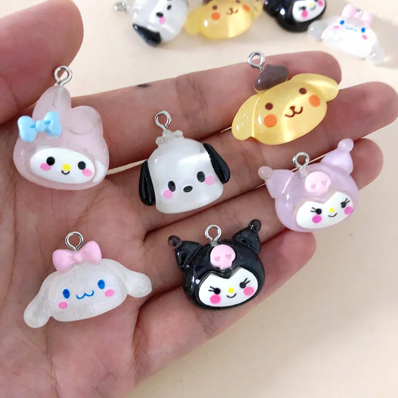 10/12pcs Popular Cartoon Anime Resin Charms Rabbit Puppy Dog Earring Keychain Pendant Accessory Diy Jewelry Make