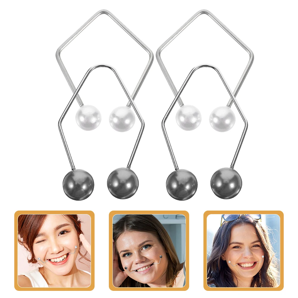 

4pcs Face Maker for Cheeks Magnetic Copper Smile Trainer Facial Dimple Trainer Portable Face Contouring Tool for All Stages