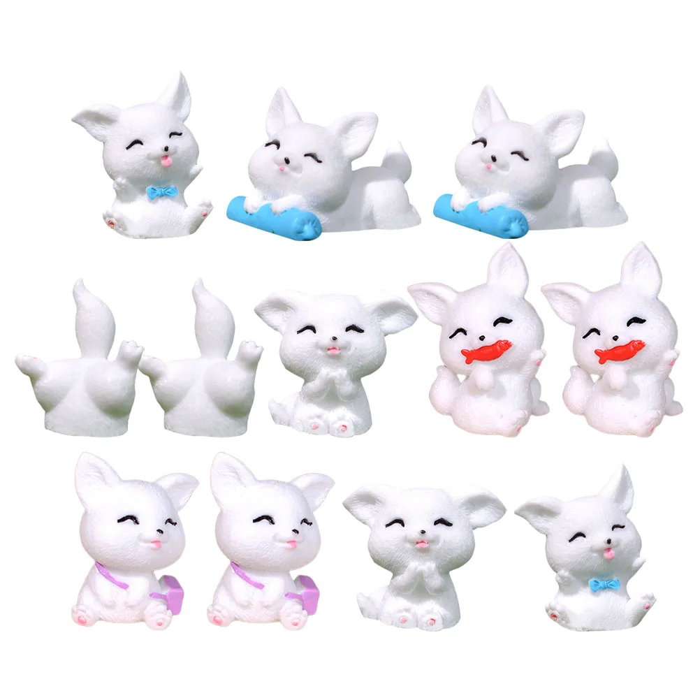 Mini renard en résine, artisanat Animal pour Micro paysage, ornement de jardin, bonsaï, décoration de maison, accessoire de Pot Succulent, 12 pièces