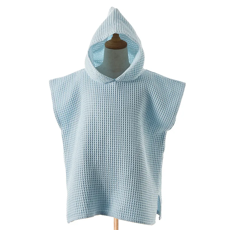 Children's Bathrobe,Pure Cotton Waffle Hooded Bath Towel,Boys Girls Wearable Beach Towels ,Baby Cape Blanket,Infant Baby Stuff