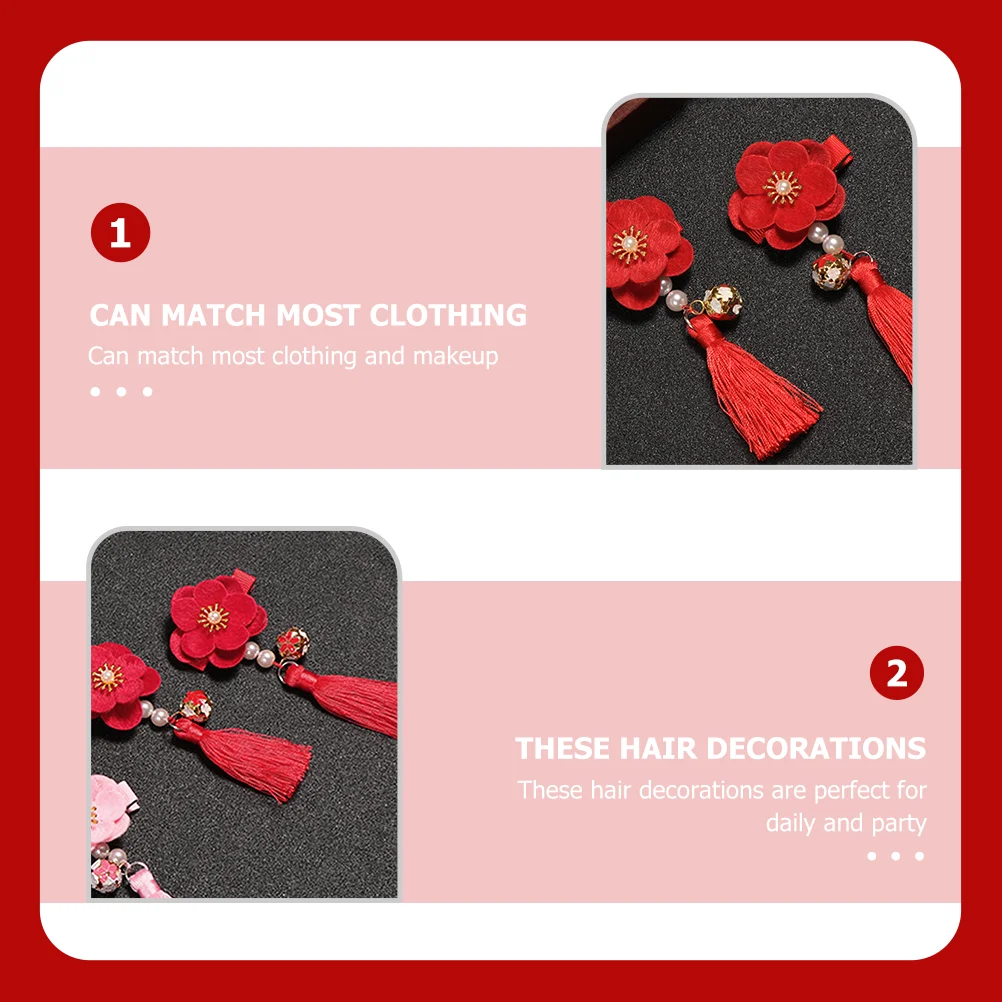 

Hair Clip Accessories Barrettes Tassel Hairpin Pearl Hanfu Clips Girls Felt Traditional Chinese Tassels Child