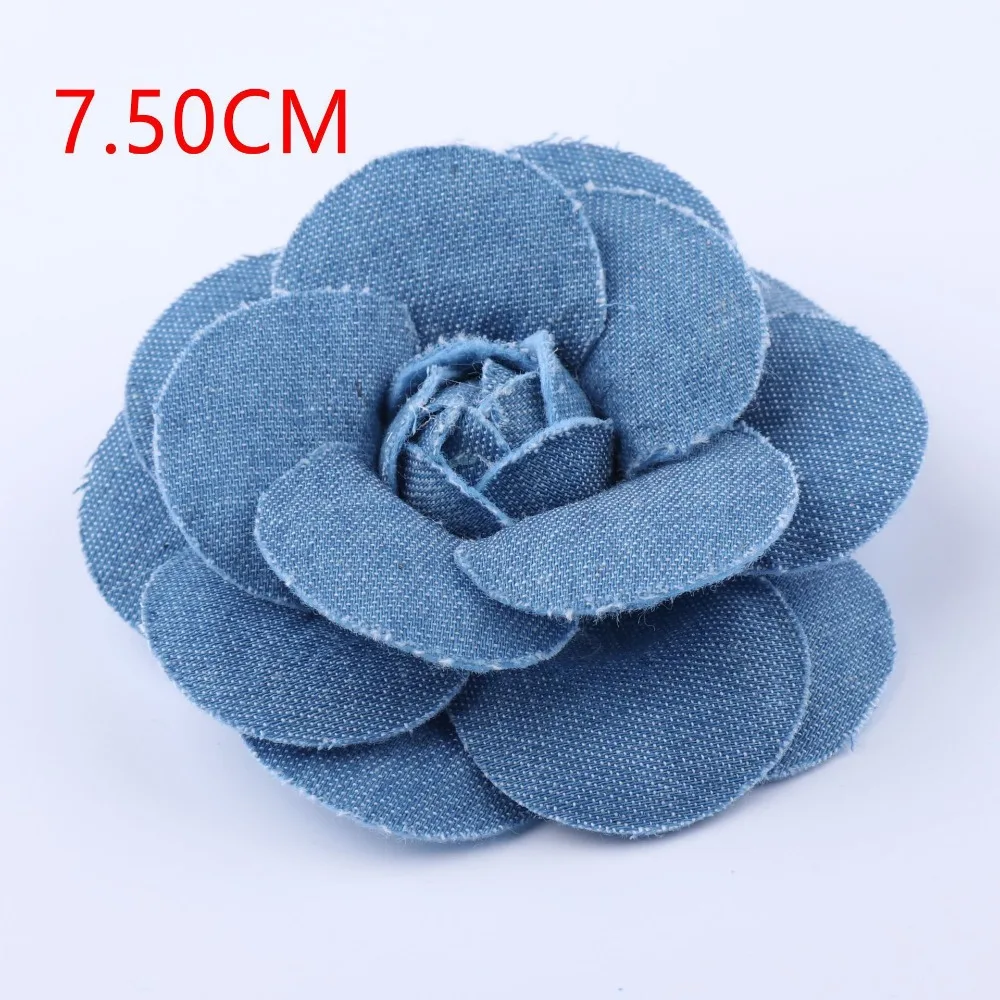 Moda tessuto denim fiori artificiali scrapbooking fai da te fiore denim pizzo abiti vestiti fiore