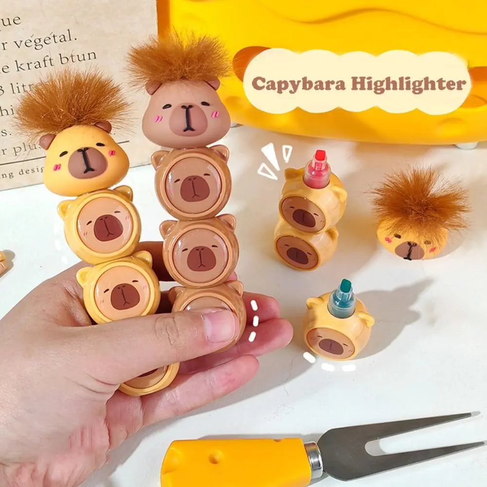 

Креативный 3-цветный хайлайтер с капибарой, защита глаз, съемный цветной маркер, подарок, мини-флуоресцентная ручка для студентов