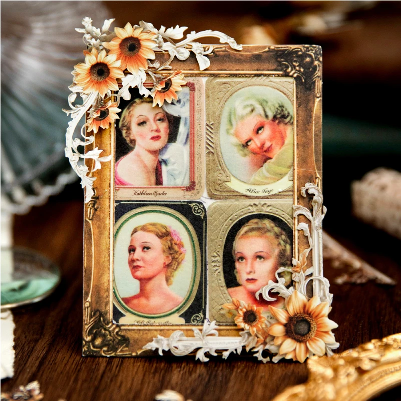 Journal GO 20pcs Vintage Corner Stickers Retro Hollowed Out Photo Frames Corner Sticker for Collage Junk Journal Scrapbooking