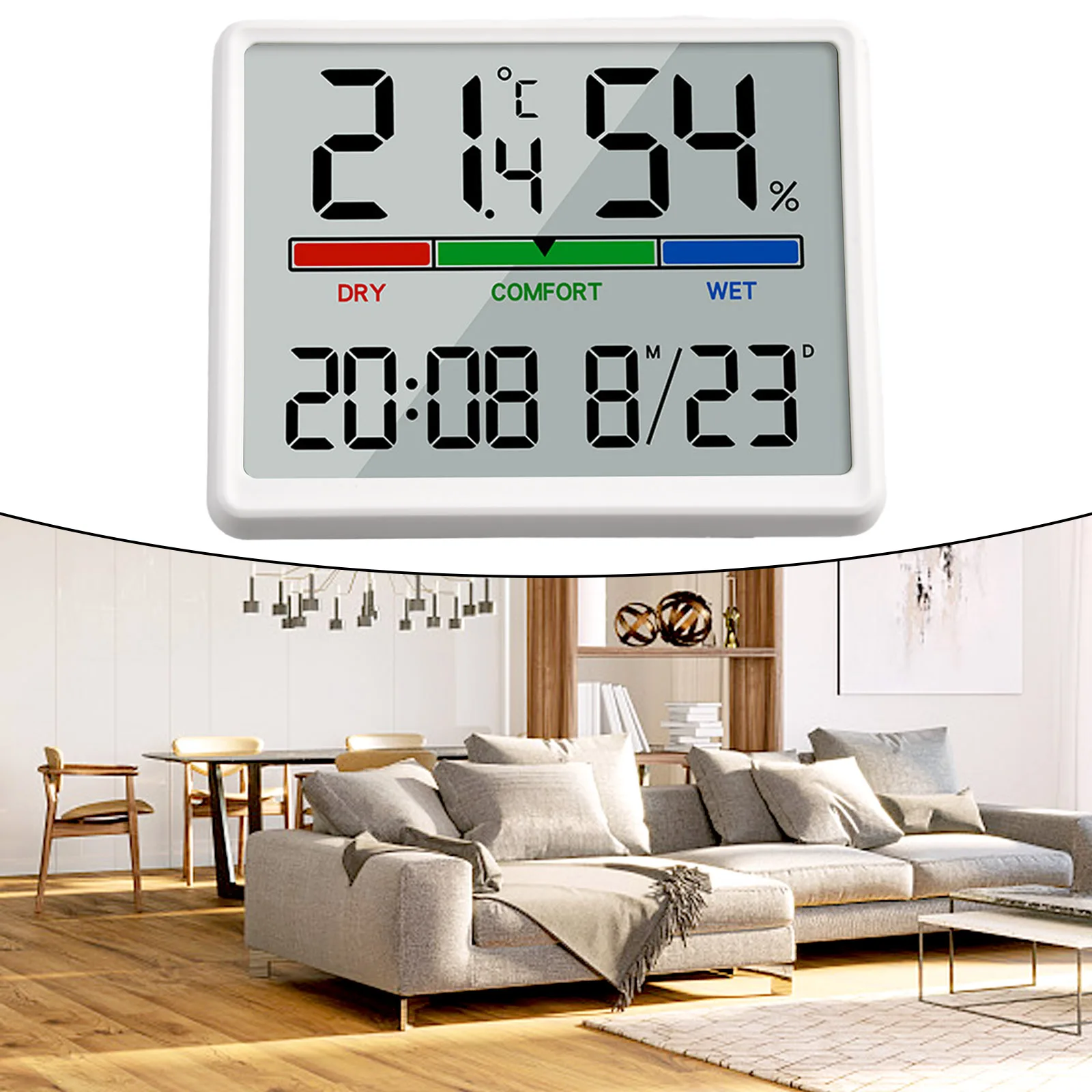 

Цифровой измеритель температуры и влажности, ЖК-цифровой будильник, дисплей времени, температуры, термометр, гигрометр, часы метеостанции