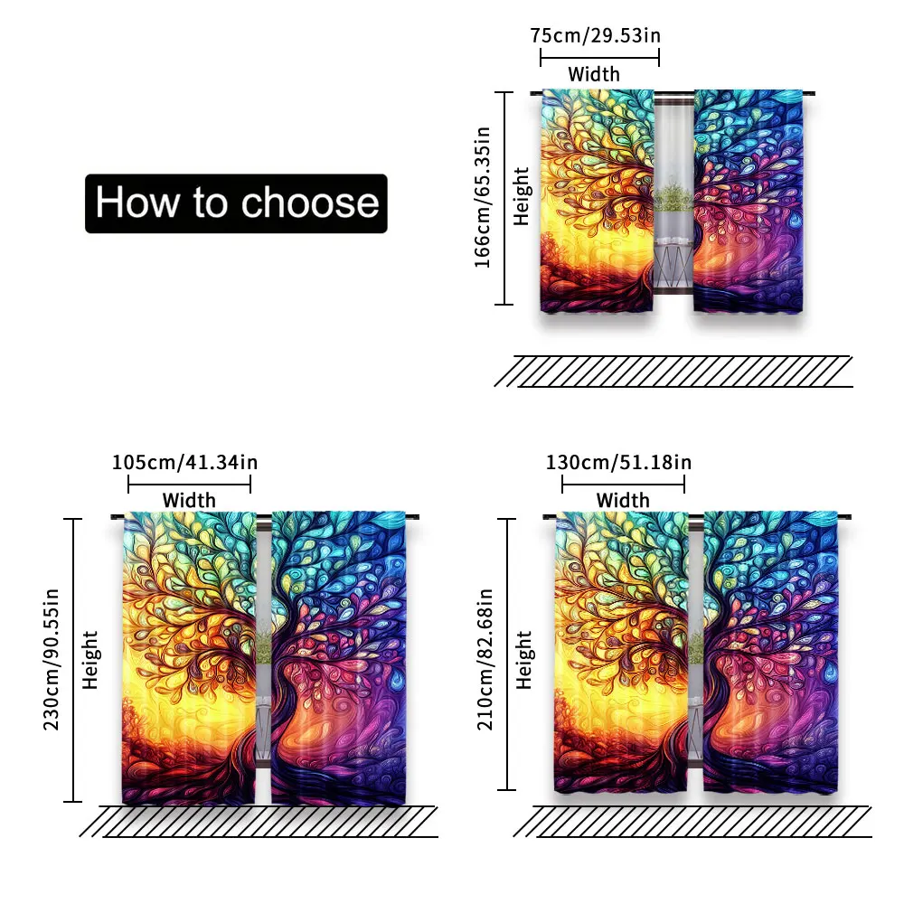 2Pcs Aesthetics Life Tree Curtain Modern Curtain Suitable For Bedroom Living Room Dining Room And Bathroom 29.53X65.35In,