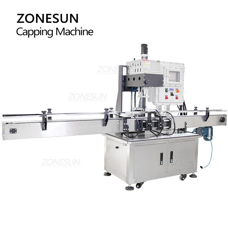 ZONESUN ZS-VTCM1 Pneumatic Automatic Spray Dropper Plastic Glass Bottle Ex-proof Capping Machine E-juice Jar Cap Screwer