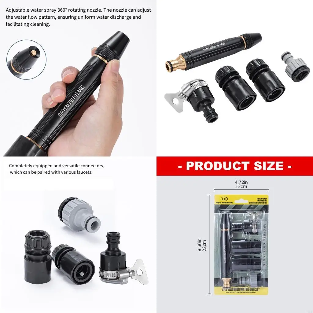 F1CF 5Pcs High Power Water Nozzles With Extended 15M For Multiple Outdoor Needs
