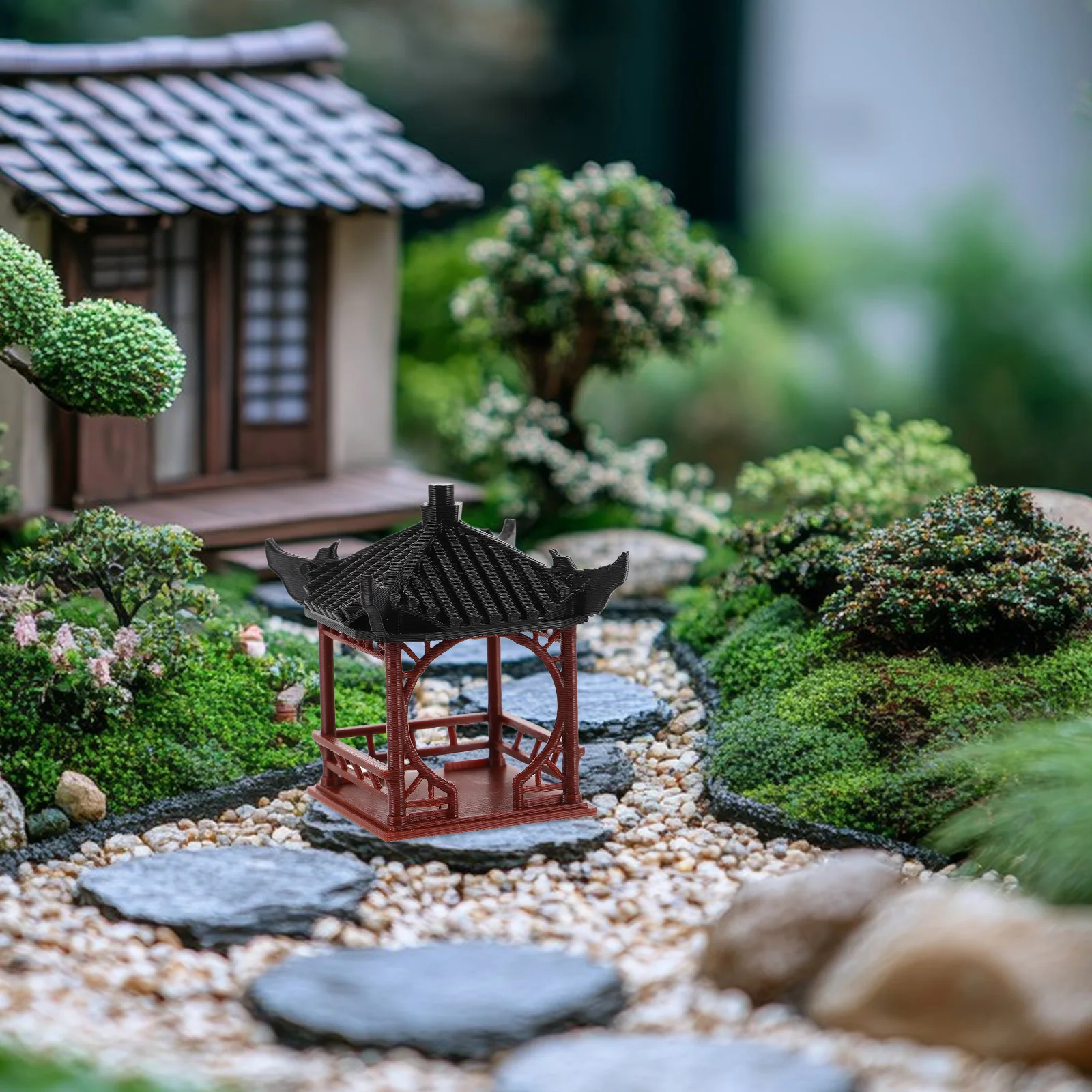 

Micro Landscape Bonsai Ornaments Miniature Pavilion Absorbent Stone Fish Tank Aquarium Terrarium Decor Zen Garden