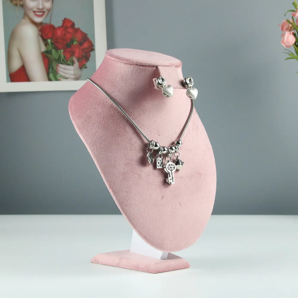 Jewelry Rack Display All Pink Velvet Cloth Window Necklace Ring Jewelry Display Props High-End Display Props Free Combination