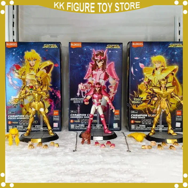 In stock New Blokees Saint Seiya Champion Class Andromeda Shun Virgo Shaka Pisces Aphrodite Assembled Action Figure Gold Saint