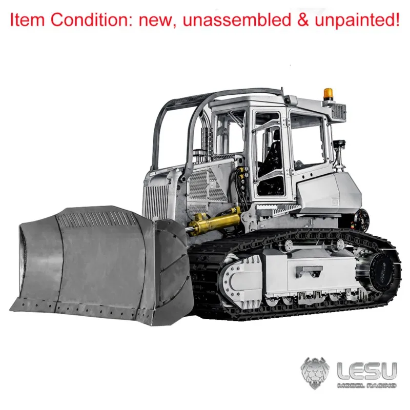 1/14 LESU RC Metal hidráulico Bulldozer Aoue-850K modelo pistas negras camión de construcción sistema de luz Dozer Kits sin pintar TH22775