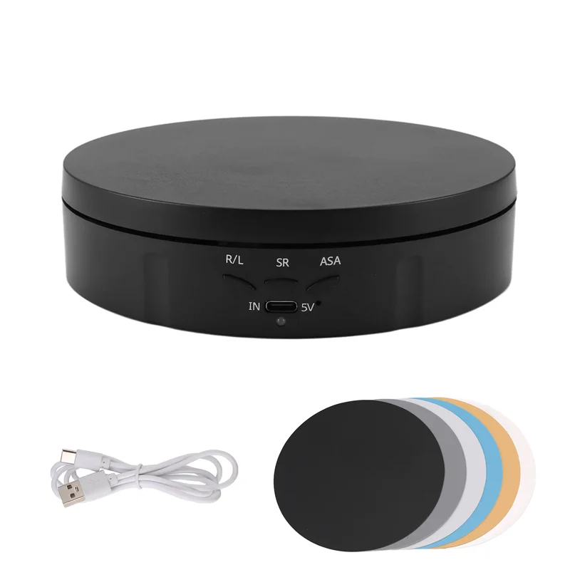 SCLS Motorized Rotating Display Stand, 360 Degree Photography Turntable With 6 PVC Backgrounds,Battery/USB Power Supply