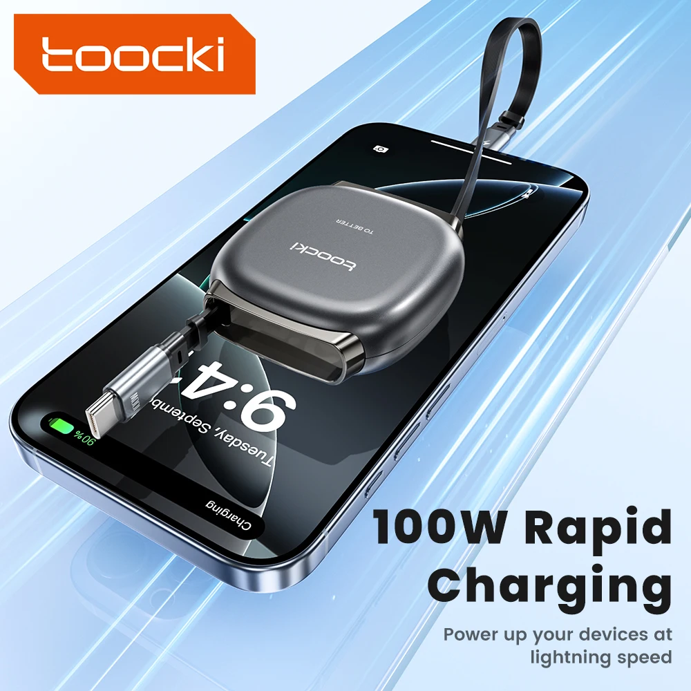 Toocki 100W USB C Cable Fast Charge Retractable Type C Cable For iPhone 16 15 Pro Max Samsung S24 Xiaomi 14 Huawei Macbook iPad