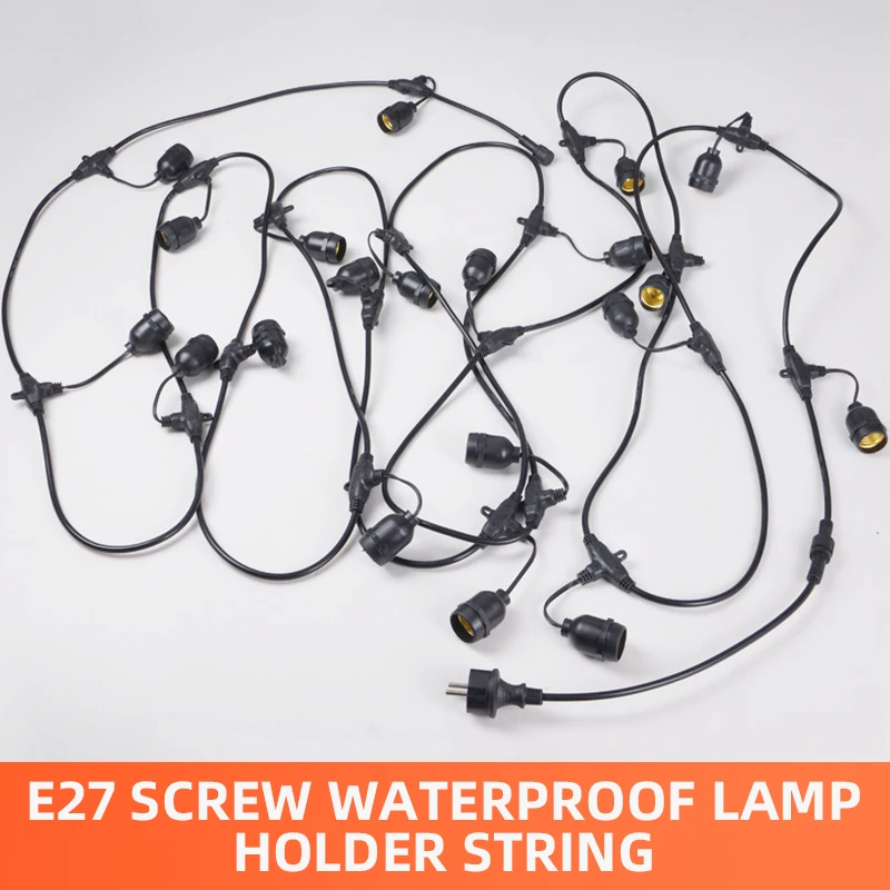 

5/10M E27 Screw Waterproof Lamp Head String Outdoor LED Lighting Strings 10/15/20Pcs Leds Hanging Lamp String Wire for Patry