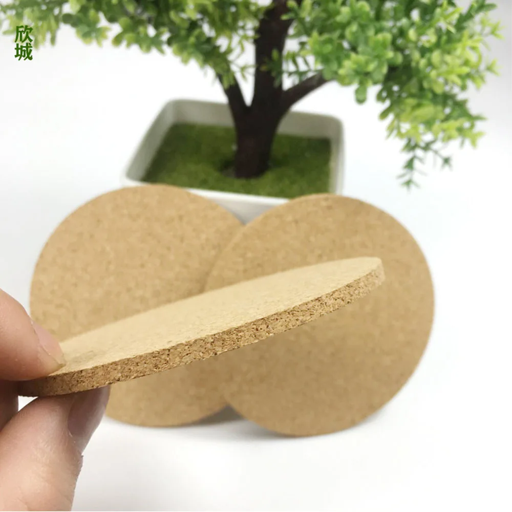 Cork Coasters Handy Round Square Shape Dia 9Cm 10Cm Plain Natural Wine Drink Tea Coffee Coaster For Home Office Kitchen