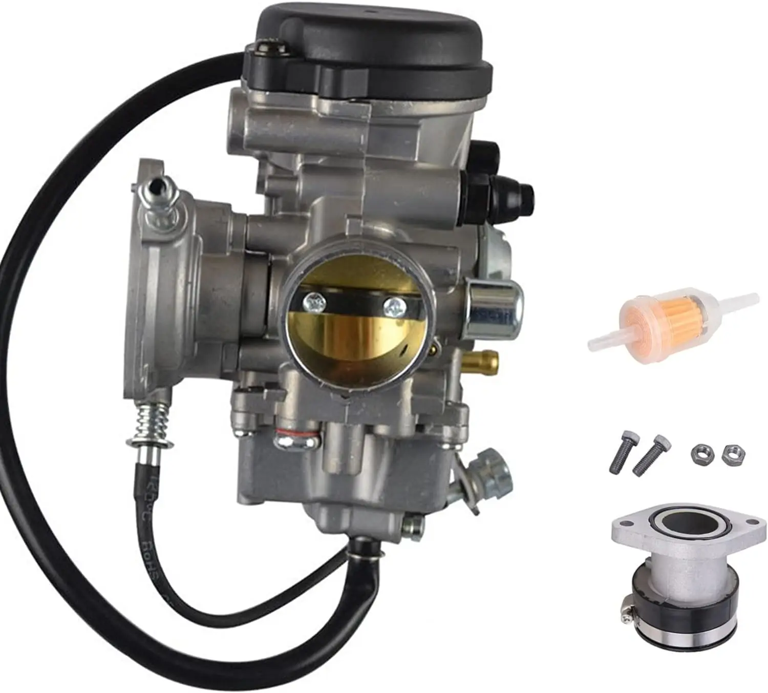 YFM250B Carburetor & Intake Manifold for Yamaha Bruin 250 2005 2006, Big Bear 250 2007 2008 2009 ATV