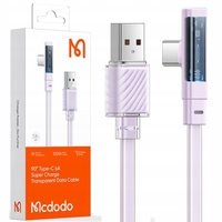 MCDODO USB-C CABLE ANGULAR FAST CHARGE USB TYPE C 6A 100W PURPLE 1M