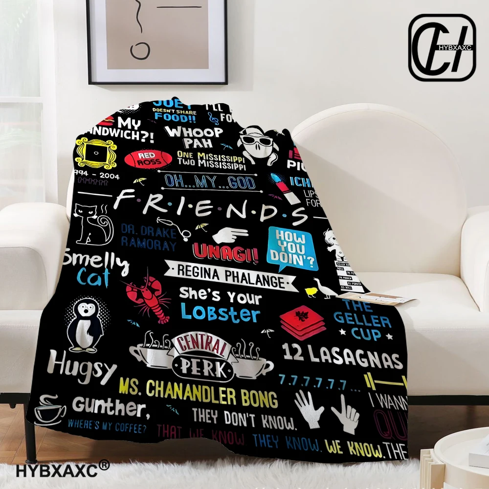 Friends TV Show Series Blanket Cover Flannel Cartoon Central Perk Lightweight Thin Throw Blanket for Bedding Couch Bed Rug