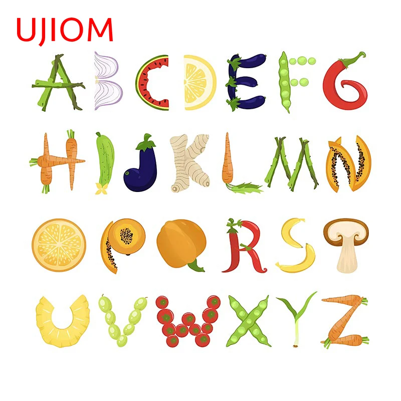 UJIOM 13cm X 11.3cm Alphabet Typography Decal Wall Vinyl Sticker Living Room Decor Children Grow Nursery Kindergarten Decorate