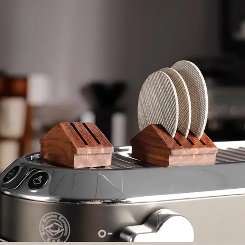 1-10pc 51/53/58mm Coffee Filter Screen Holder,  Screen Solid Wood Holder,Espresso Coffee Filter Screen Holder Walnut Reusable