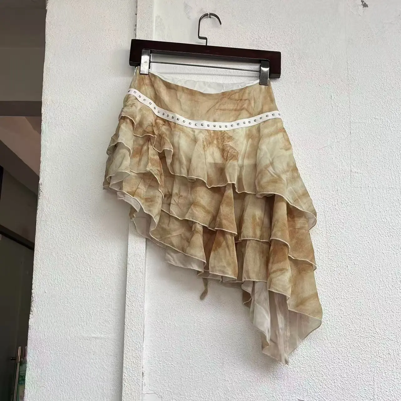 

Summer New Vintage Mesh Irregular Skirt Spliced Wasteland Hot Girl Streamer Skirt