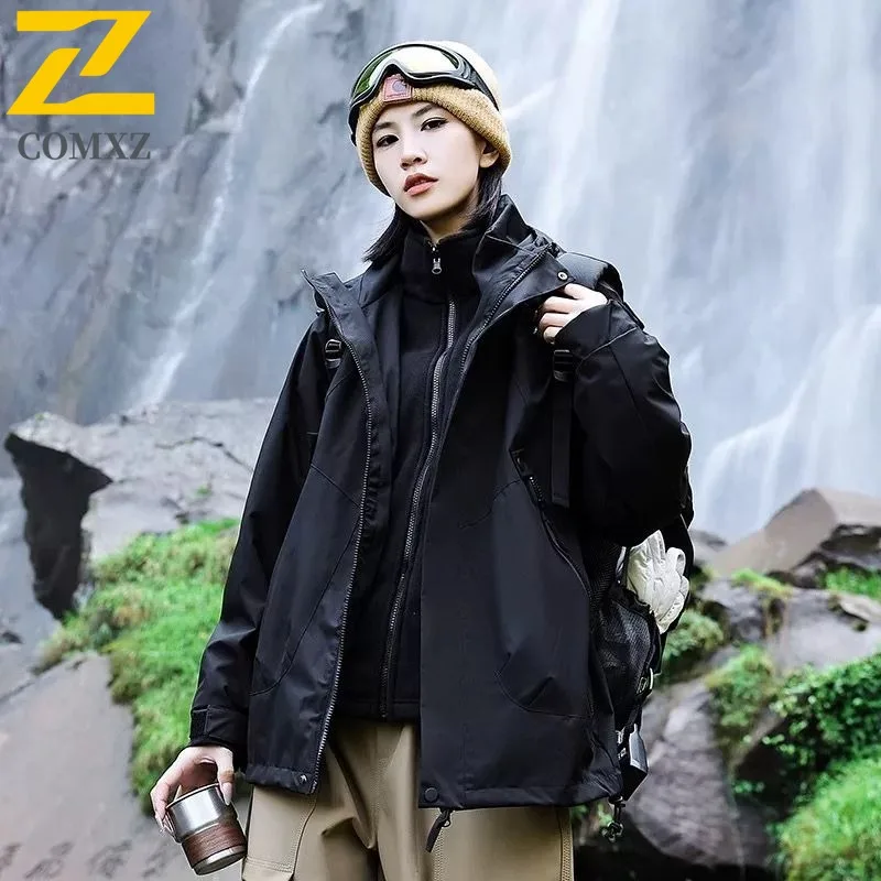 سترة رجالي مميزة من COMXZ 2025 سترات بغطاء للرأس لتسلق الجبال مقاومة للرياح ودافئة للدراجات النارية نمط يومي ملابس خارجية جديدة للخريف #3