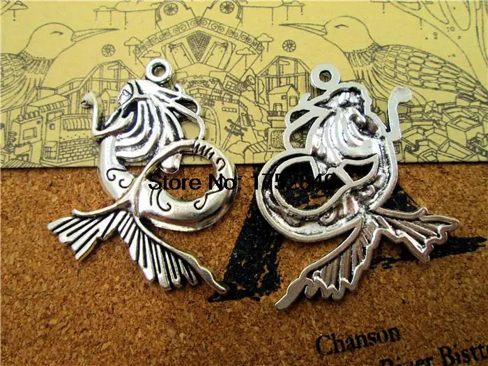 6pcs/lot-Mermaid Charms, Antique Tibetan Silver Tone Gorgeous Detail Mermaid Charm pendants,necklace charm 40x34mm