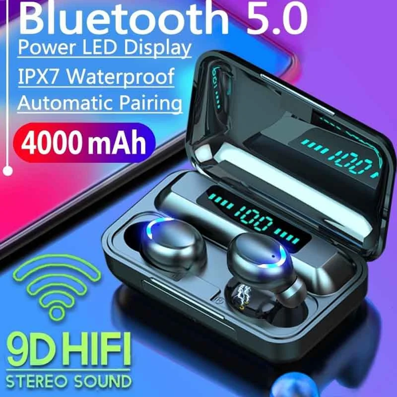 TWS F9-5C Wireless Bluetooth Headphones Tws Waterproof Earbuds Earphones Digital Display Heaset Large Capacity Charging Case