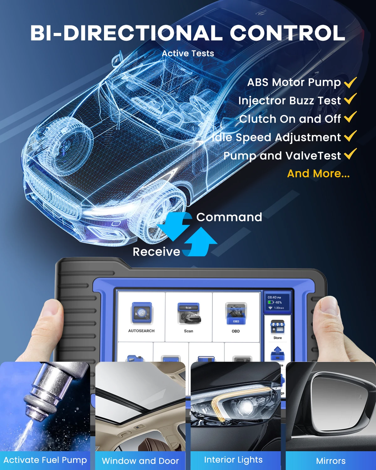 MUCAR VO7 S Professional Car Diagnostic Tool Auto Obd2 Scanner Key Programming CANFD Bidirectional ECU Coding All System 28Reset