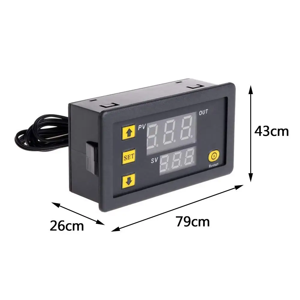 W3230 DC 12V 24V 110V 220V AC Digital Temperature Controller LED Display Thermostat With Heating Cooling Switch NTC Sensor