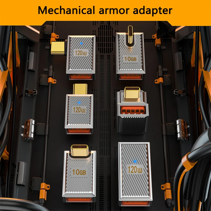 120W 6A USB‑C OTG Adapter Type‑C Male to USB‑A Female 10Gbps Fast Charging Data Connector Elbow Straight Converter