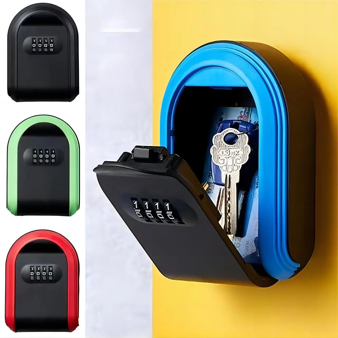 Wall Mounted Key Storage 4 Digital Combination Password Security Code Lock Key Lock Box For Home Office Storage Box Organizer