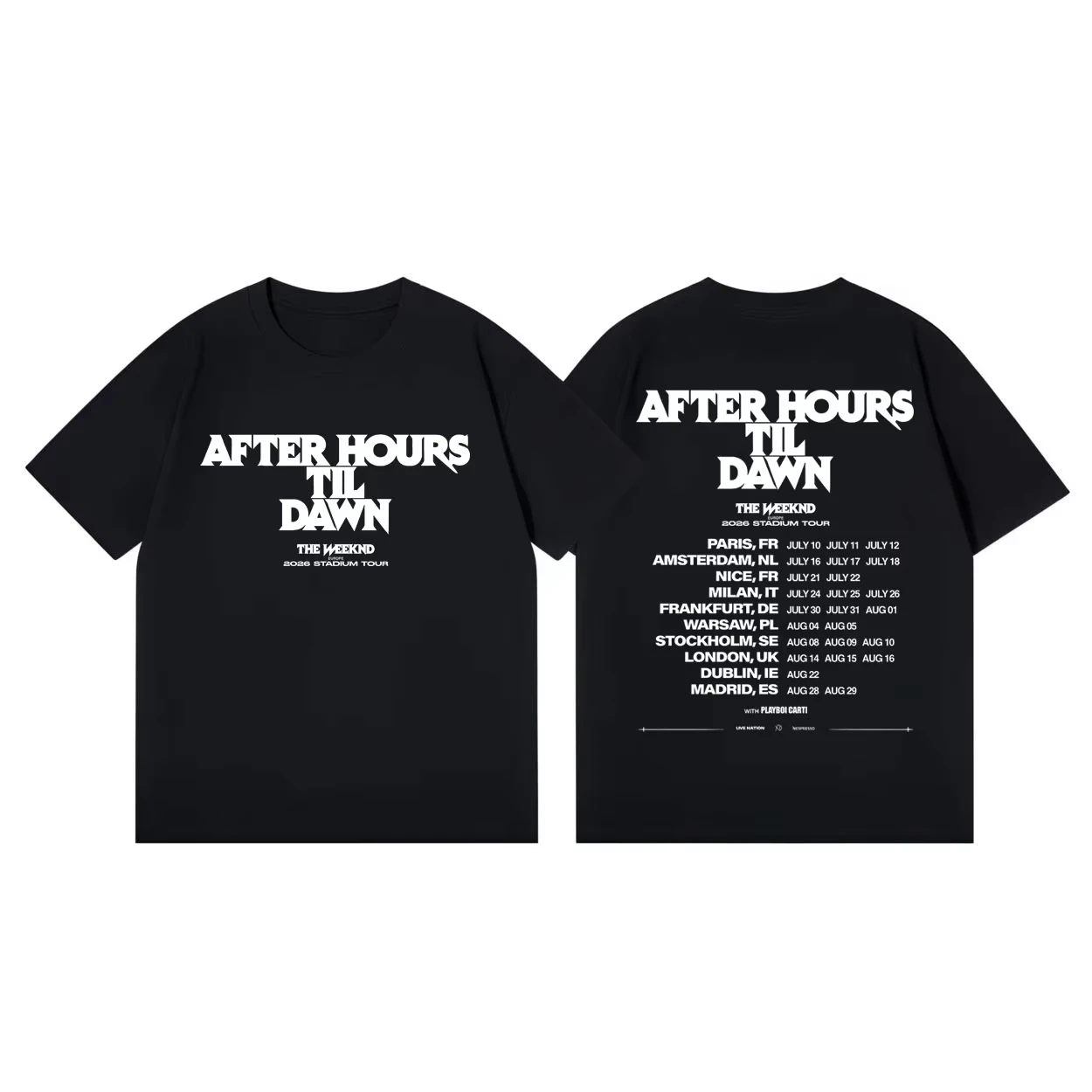 he Weeknd After Hours Til Dawn Tour 2026 Merch T-shirts Fashion Hip Hop Short Sleeve T-shirts Men Women Casual Cotton T Shirts