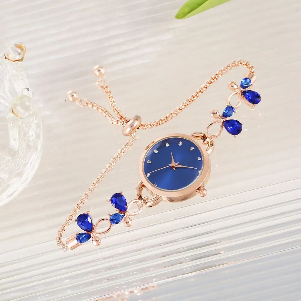 

Fashion Adjustable Bracelet Watch Rhinestone Alloy Chain Watch Quartz Watch for Women Girls