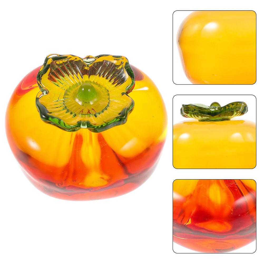 

2Pcs Glass Craft Persimmon Decor Desktop Ornament for Home Office Room Car Interior Bright Colorful Decoration Supplies