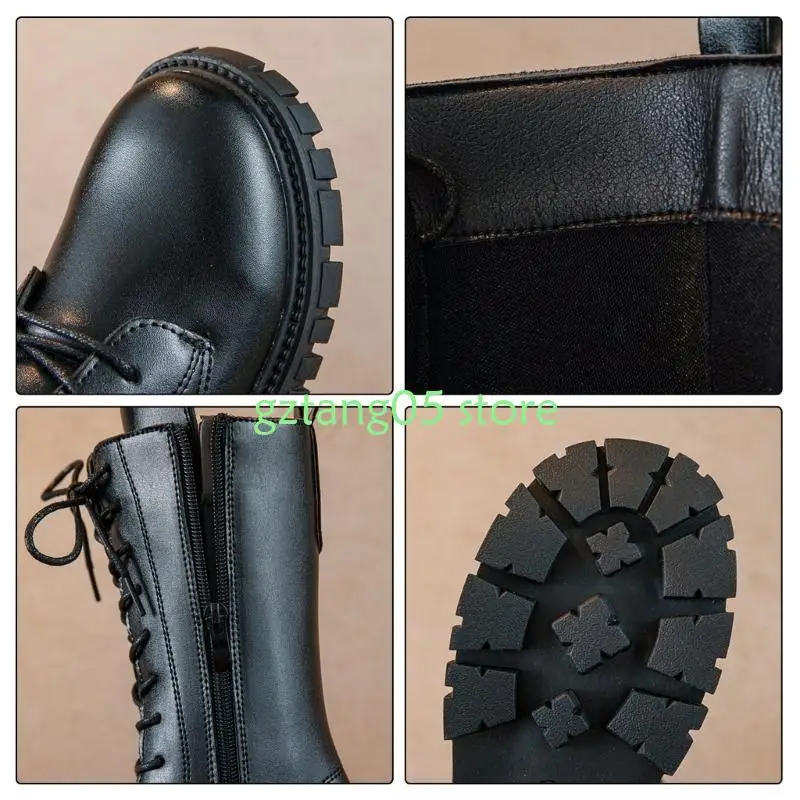 

57EE Белые боевые галоши на шнуровке для девочек с боковой молнией и выступами до колена Платье/школьные галоши – для детей