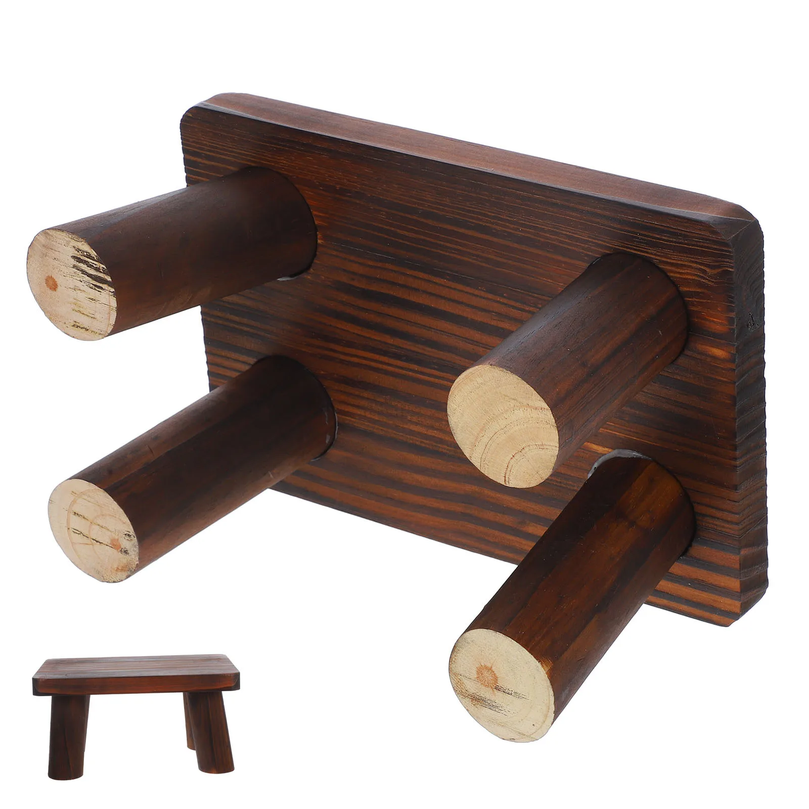 Banqueta de madeira para idosos, cabeceira pequena, rústica, portátil, resistente, antiderrapante, para ambientes internos e externos