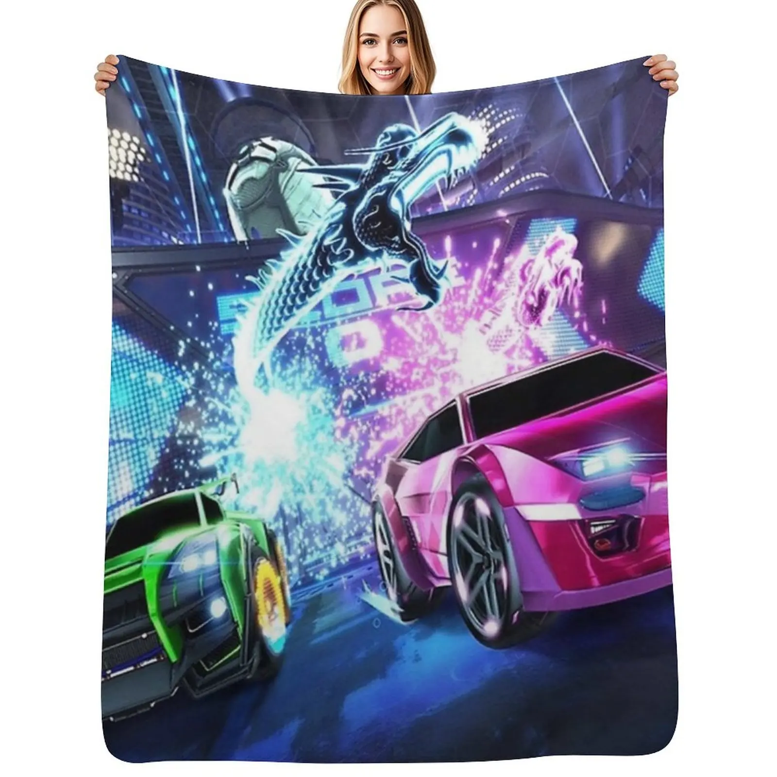 

Rocket Car Soccer Throw Blanket Compact Warm Blanket for Car Road Trip