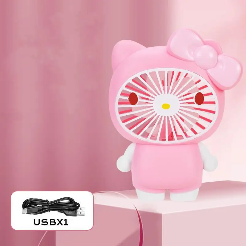 Japan Sanrios Handheld Small Fan Charging Model Three Wind Speeds of Melody Kuromi Cinnamoroll Style Children Cute Mini Fan Gift