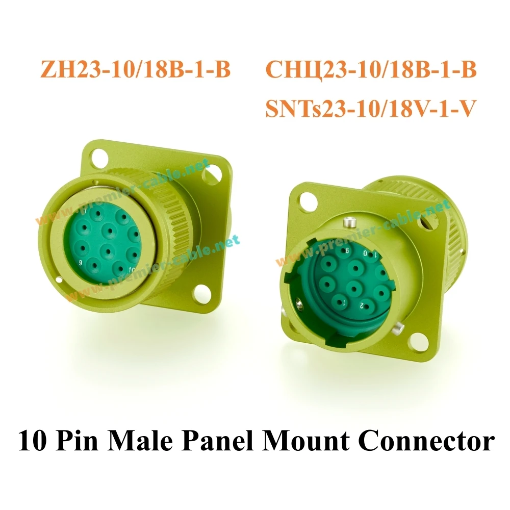 ZH23 Series 10 Pin Male Panel Mount Connector, Shell Size 18, ZH23-10/18B-1-B, СНЦ23-10/18B-1-B, SNTs23-10/18V-1-V