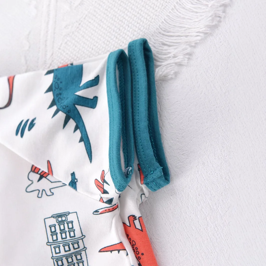 Newborn Baby Boys Bamboo Fiber Romper Pajamas Cartoon Print Onesie Short Sleeve Rompers Soft & Cozy Toddler Summer Casual Pjs - view 4