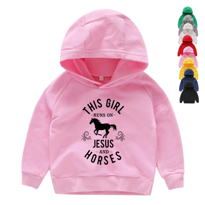 Kids Horse Customization Hoodies Child Pink Pullover Boys Long Sleeve Sweatshirts Girl Hoodies Toddler Clothing Boy Girl Clothes