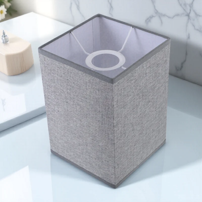

KALLORY Linen E27 Table Lamp Shade Rectangular 14x14x20cm Rustic Floor Light Cover Bulb Cage Guard for Pendant Lighting