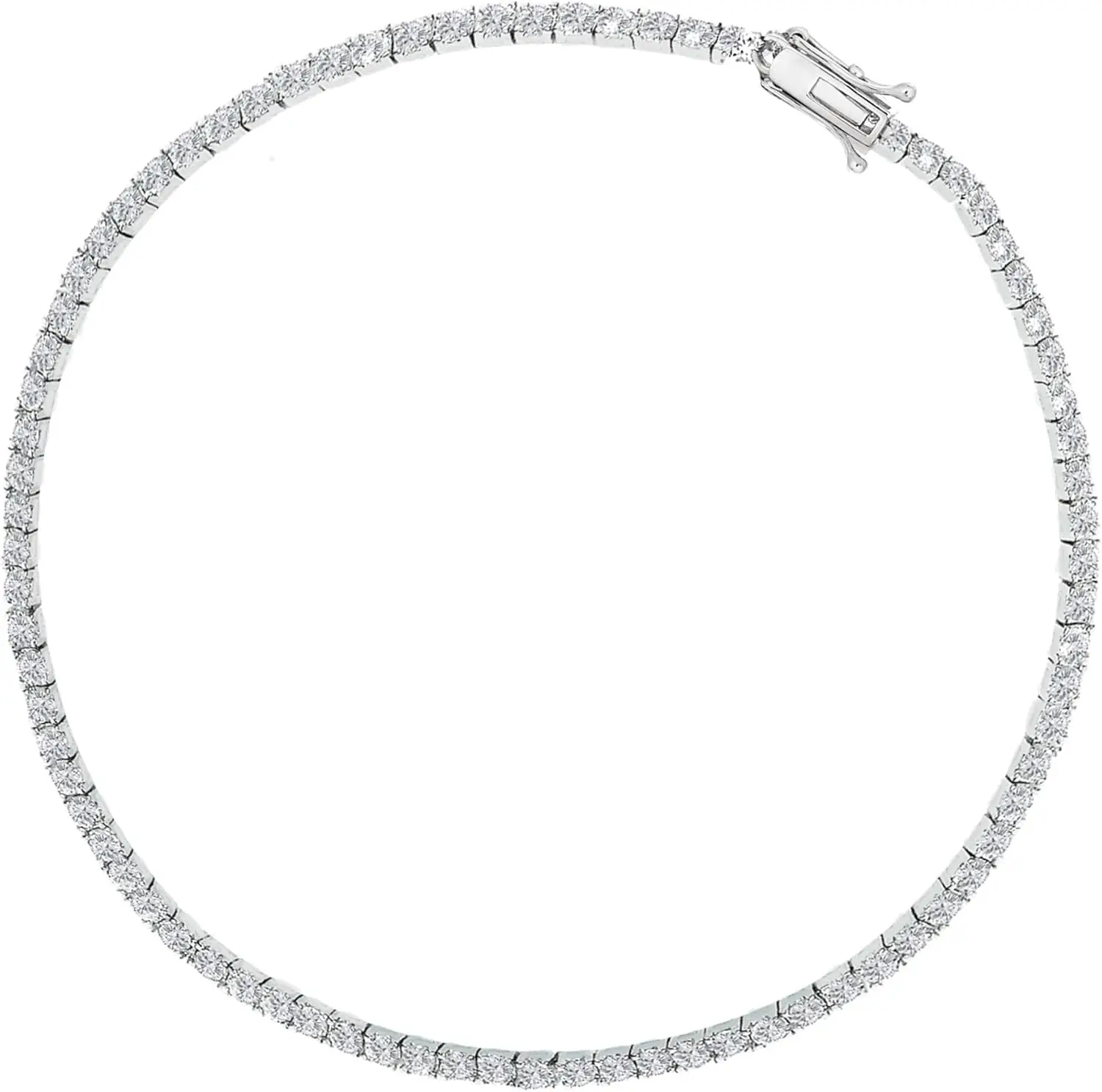 

Sterling Silver Italian Cubic Zirconia Tennis Ankle Bracelet Anklet 3mm (7", 10")